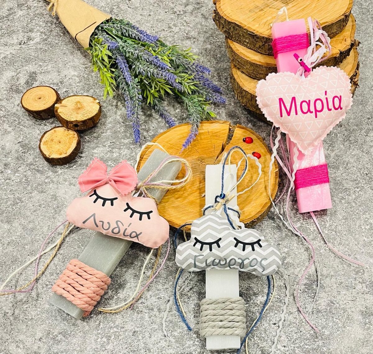 Πασχαλινή λαμπάδα grey cute cloud - Image 2