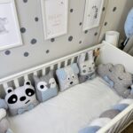 Πάντα Κούνιας Μαξιλάρι Γαλαζιο - Γκρι για Βρεφική Κούνια