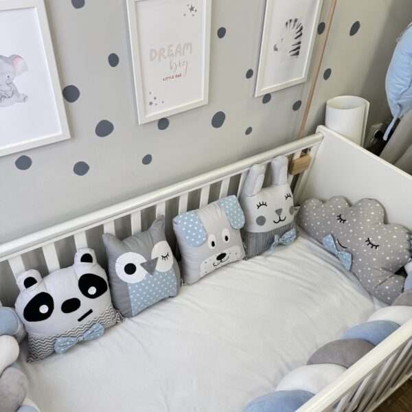 Πάντα Κούνιας Μαξιλάρι Γαλαζιο - Γκρι για Βρεφική Κούνια