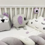 Πάντα Κούνιας Μαξιλάρι Γκρι - Μωβ για Βρεφική Κούνια