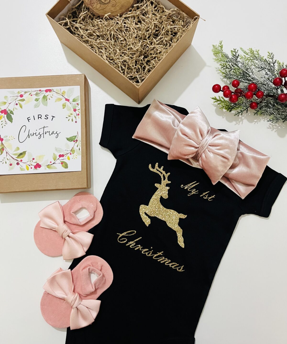 Xmas Gift Box 'First Christmas' με Ελαφάκι για Κορίτσι - Image 2