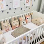 πάντα μαξιλάρι ζωάκια μπεζ ροζ για βρεφική κούνια