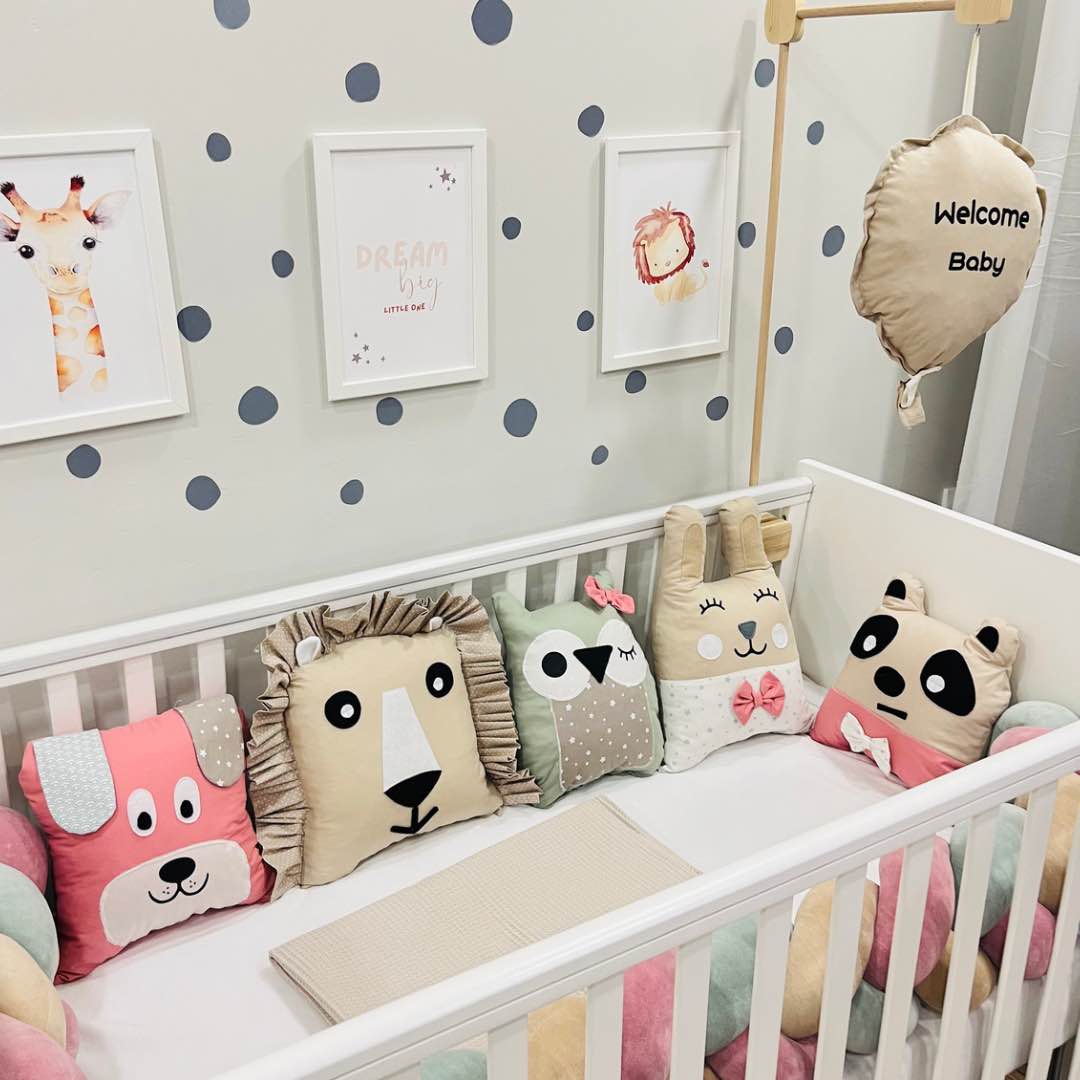 Πάντα Μαξιλάρι Ζωάκια Beige - Dusty Pink - Eucalyptus πάντα μαξιλαράκια ζωάκια για βρεφική κούνια