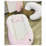 βρεφική φωλιά ροζ με αστεράκια