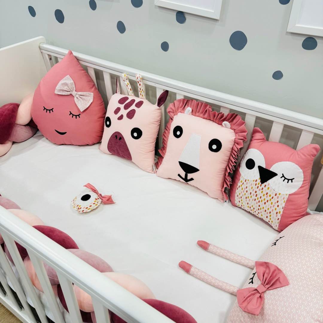 Πάντα Μαξιλάρια Ζωάκια Sweet Pink Πάντα μαξιλάρια ζωάκια ροζ για βρεφική κούνια