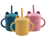 ποτήρι εκπαιδευτικό σιλικόνης στεγανό με καλαμάκι