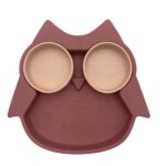 πιάτο σιλικόνης με τρία χωρίσματα ροζ