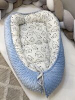 βρεφική φωλιά γαλάζιο με σχέδιο ελεφαντάκια