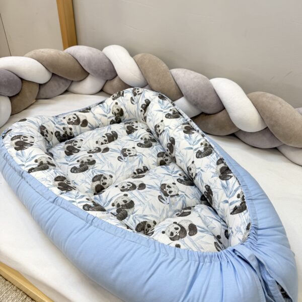 βρεφική φωλιά γαλάζιο με σχέδιο πάντα