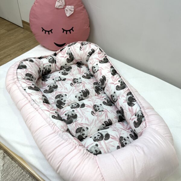 βρεφική φωλιά ροζ με σχέδιο πάντα