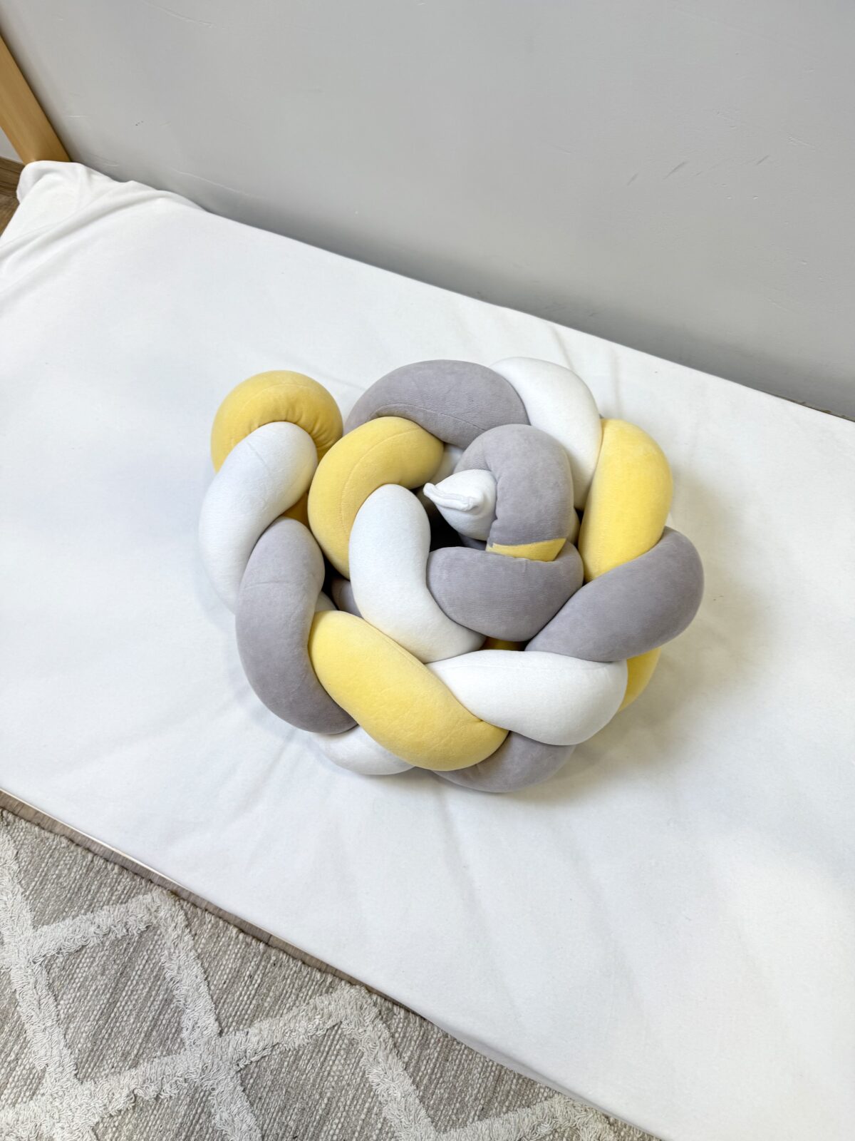 Πάντα Kούνιας Πλεξούδα Γκρι-Λευκό-Κίτρινο - Image 2