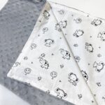 κουβέρτα βρεφική αγκαλιάς γκρι minky με ελεφαντάκια