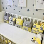 πάντα ζωάκια μαξιλάρι κίτρινο-γκρι