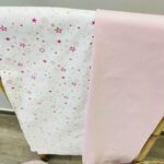 σετ σεντόνια για λίκνο και για κούνια ροζ με σχέδιο αστέρια
