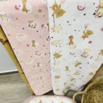 σετ σεντόνια ροζ με σχέδιο ζωάκια σε διασταση για λίκνο και κούνια