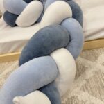 πάντα κούνιας πλεξούδα indigo,γαλάζιο,λευκό