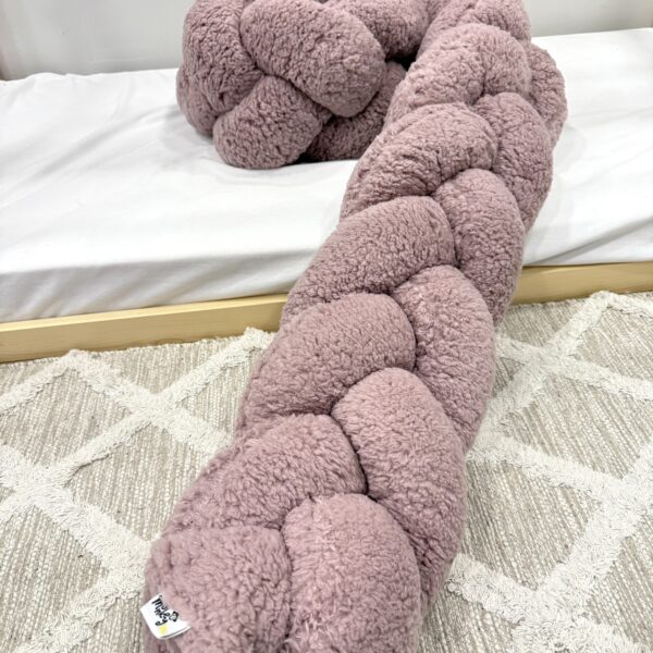 πάντα κούνιας πλεξούδα dusty pink ύφασμα teddy