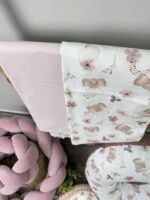 σετ σεντόνια ροζ με σχέδιο ελεφαντάκι λίκνου και κούνιας