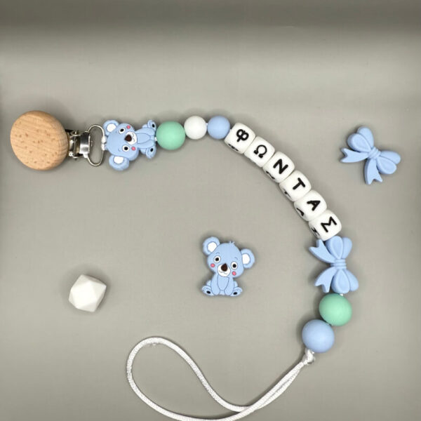 Χειροποίητο Κλιπ Πιπίλας Blue Koala Με Όνομα