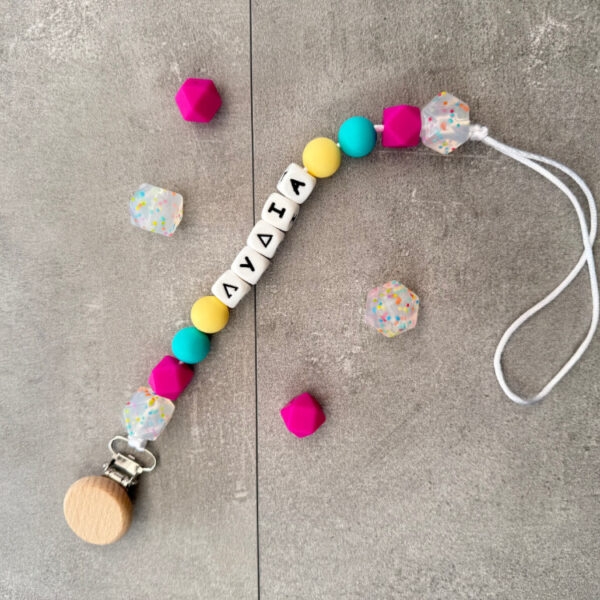 Χειροποίητο Κλιπ Πιπίλας 'Candy Pop' με Όνομα