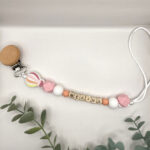 Χειροποίητο Κλιπ Πιπίλας 'Pink Balloon' Με Όνομα