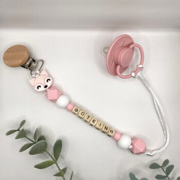 Χειροποίητο Κλιπ Πιπίλας 'Little Fox' Με Όνομα