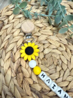 Χειροποίητο Κλιπ Πιπίλας 'Sunny Bloom' με Όνομα