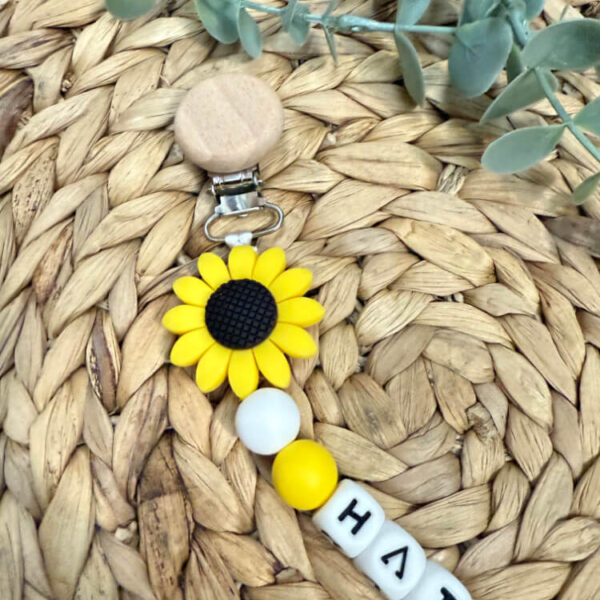 Χειροποίητο Κλιπ Πιπίλας 'Sunny Bloom' με Όνομα