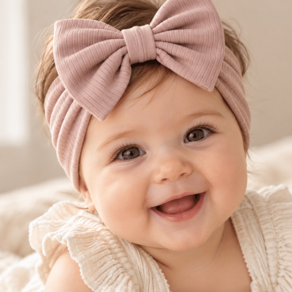 Βρεφική κορδέλα μαλλιών rib dusty pink