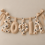 Χειροποίητο Προσωποποιημένο Name Banner μπεζ leopard