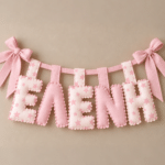 Χειροποίητο Προσωποποιημένο Name Banner Pink stars