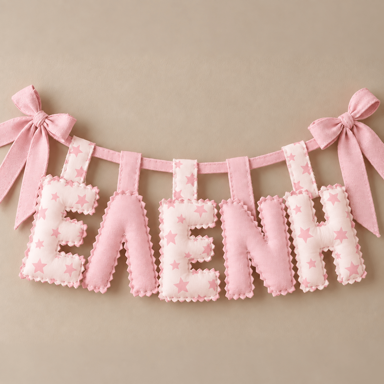 Χειροποίητο Προσωποποιημένο Name Banner Pink stars Χειροποίητο Προσωποποιημένο Name Banner Pink stars