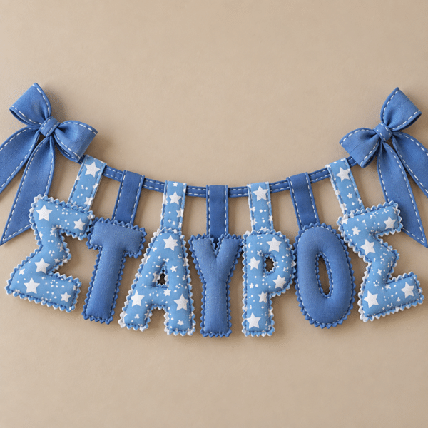 Χειροποίητο Προσωποποιημένο Name Banner Blue stars