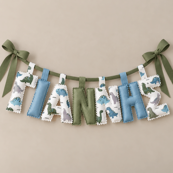 Χειροποίητο Προσωποποιημένο Name Banner happy dino