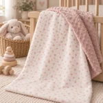 Βρεφική κουβέρτα dusty pink αστέρια